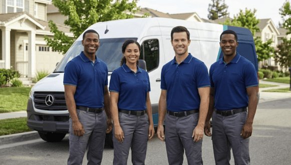 Best Plumbing Brentwood team of licensed plumbers in front of service van in Brentwood neighborhood
